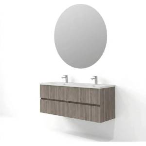 ASIR GROUP Комплект окачен долен шкаф 120 см с двойна мивка и LED огледало Asir Simple бреза Monsoon (263LVS1195)