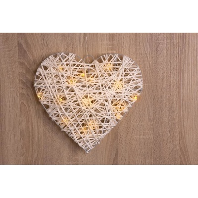 MagicHome Dekorácia Rattan Metal Heart 15 LED 3xAA IP20 interiér 30x6 cm
