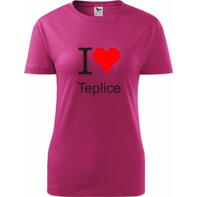 Purpurové dámské tričko I love Teplice