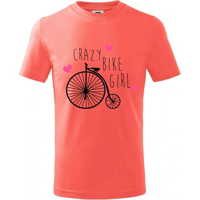Crazy bike girl tričko detské korálová
