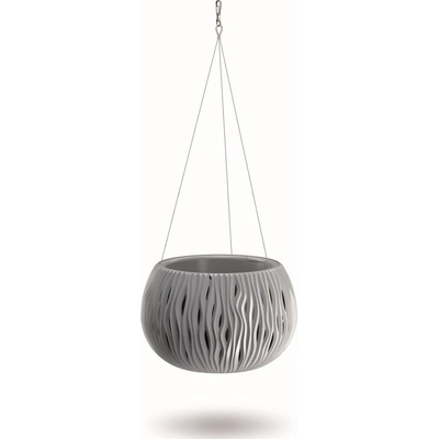 Prosperplast Květináč s vkladem a ocel. lankem SANDY BOWL WS šedý kámen 37 cm