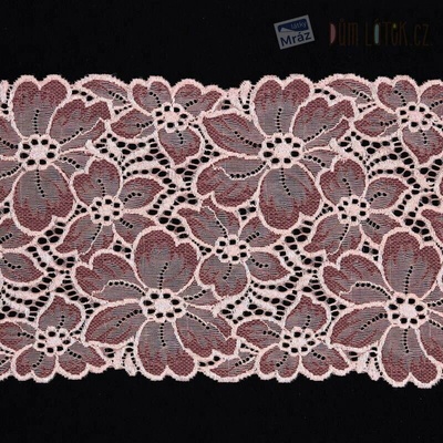 Elastická čipka ružová, 160 mm