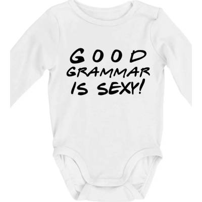 Good grammar is sexy Body dojčenské s dlhým rukávom biela