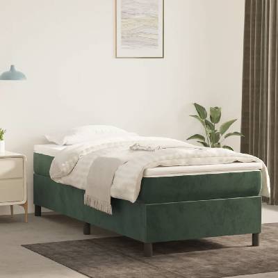 vidaXL 3144647 Boxspring postel s matrací samet / barva Tmavě zelená