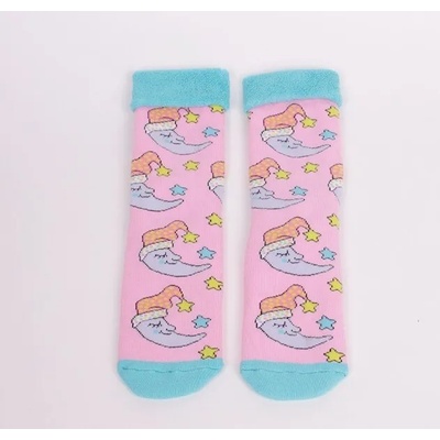 Детски термо чорапи в розово с луна и звезди