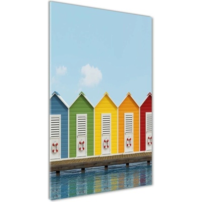 Vertikálny fotoobraz na skle Plážové kabínky 50x100 cm