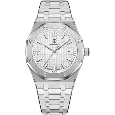 Poedagar Мъжки часовник Poedagar CS1861, неръждаема стомана, сребрист, бял циферблат (CS1861)