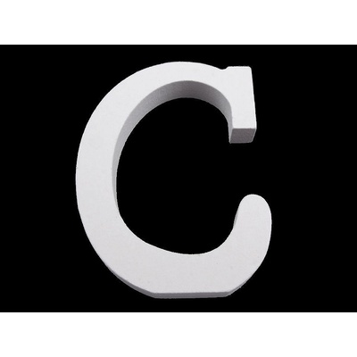 Dřevěná dekorace písmena abecedy - "C" bílá sněžná