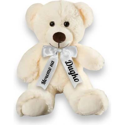 Плюшено мече с надписана панделка, бежаво, 30 см (46050-Н1)