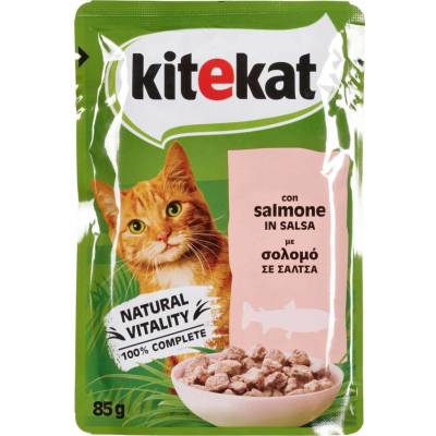 Kitekat šťavnaté kúsky lososa v lahodnej omáčke pre mačky 85 g