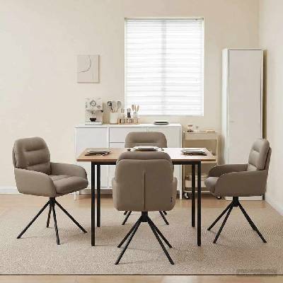 vidaXL Въртящи се трапезни столове 4 pcs Изкуствена Капучино (3428262)