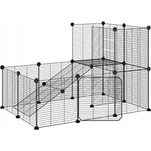 zahrada-XL 20panelová ohrádka pro zvířata s dvířky černá 35 x 35 cm ocel