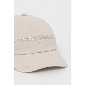 Emporio Armani Памучна шапка с козирка Emporio Armani в сиво с апликация EM001319 AF14032 (EM001319.AF14032)