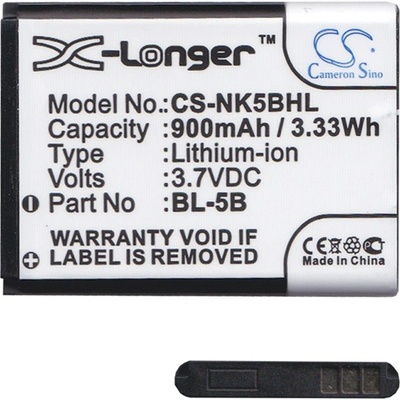 Cameron Sino Nokia 6124 Classic / 5320 / 5070 CAMERON SINO батерия 900mAh LI-ION BL-5B съвместима CS-NK5BHL (CS-NK5BHL)