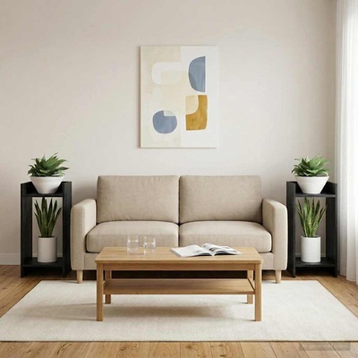 vidaXL Стойка за растения Черен дъб 30 x 30 x 60 cm (899597)