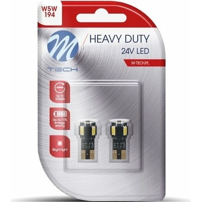 M-Tech HEAVY DUTY W5W W2.1x9.5d 4 LED 24 V biele 2 ks LB9804W