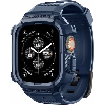 Spigen Удароустойчив TPU кейс с вградена каишка за Apple Watch Ultra, Ultra 2 49мм - Spigen Rugged Armor Case Pro (тъмносин) (ACS07389)