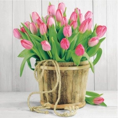 Ubrousek 33x33 cm TULIPÁNY VE VÁZE – Zboží Dáma
