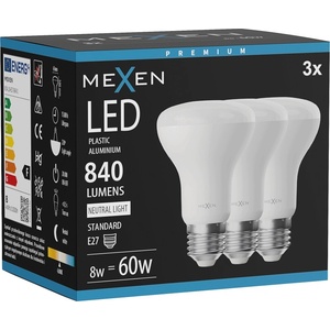 Mexen Nova 3x LED крушка E27, R63, 8W, Неутрална - 4000K, 840 lm - L104-E27-0840-01x03 (L104-E27-0840-01x03)