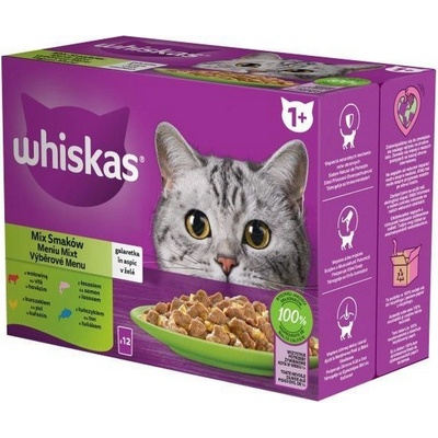 Whiskas výberové menu jelly hovädzie losos kura tuniak 12 x 85 g