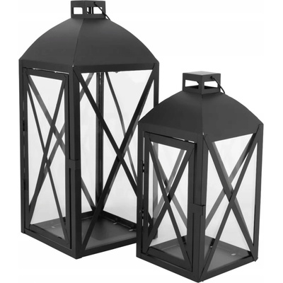 Lucerna Altom Design černá kovová skleněná 29/38 cm 2 ks