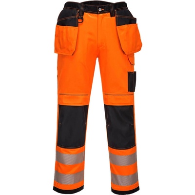 PORTWEST PW3 Hi Vis Stretch nohavice OPW306 Oranžová Čierna