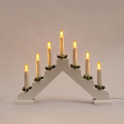 KONSTSMIDE Adventní svícen 2262-210 dřevěný bílý 7x34V 0,2W LED Filament žlutý