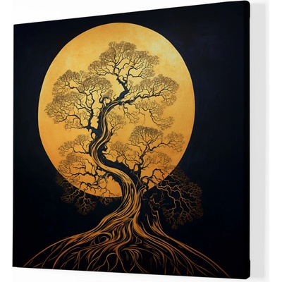 Obraz na plátně - Strom života Zlatý dub FeelHappy.cz Velikost obrazu (šířka x výška): 40 x 40 cm