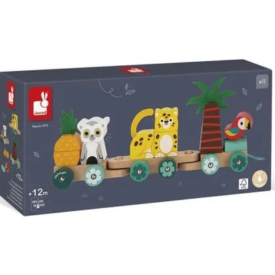 Janod - Дървено влакче за дърпане - Тропик (J08272)