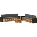 vidaXL Комплект дивани за открито 9 бр. Натурален и Антрацит (3384183)