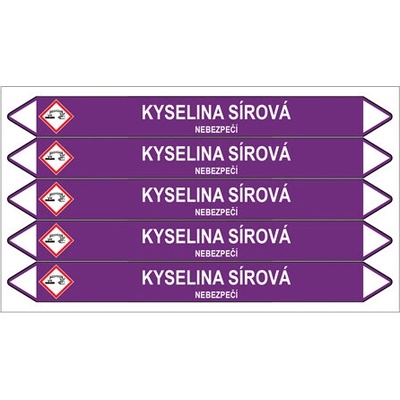 Značení potrubí, kyselina sírová,5 ks, 150 × 12 mm PZ 007079