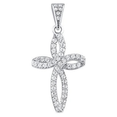 SILVEGO Strieborný prívesok krížik Furlac s čírymi Brilliance Zirconia MW2883P