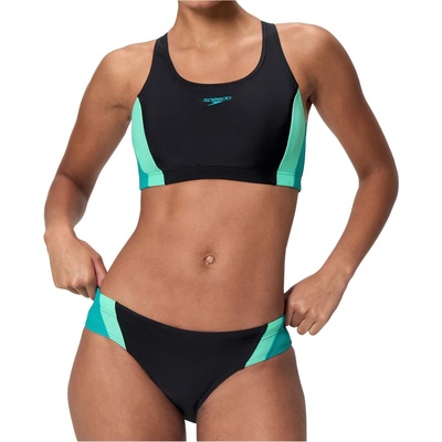 Speedo Дамски комплект бикини Speedo Women's Colourblock Splice 2 Piece 2.0 Bikini - Anthracite / Mayan Blue - размер 34 (EU) (150-4406-0411)
