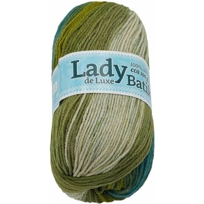 Priadza Bellatex sro Priadza Lady de Luxe Batik 100g - 605 zelená, béžová (9086)