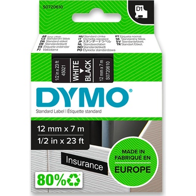 Dymo D1 S0720610 - originální polyesterová páska - 12 mm × 7 m, bílo-černá