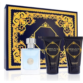 Versace Pour Homme подаръчен комплект Man Eau de Toilette 50 ml + балсам за след бръснене 50 ml + душ гел 50 ml