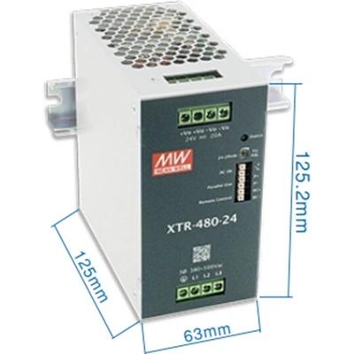 Mean Well XTR-480-12PI zdroj na DIN lištu 360W 12V