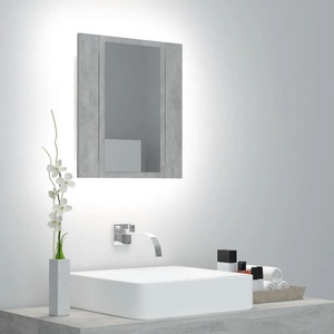 vidaXL LED шкаф с огледало за баня, бетонно сив, 40x12x45 см, акрил (804952)