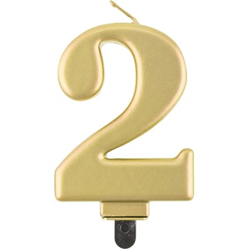 Image 1 of Godan Свещ за рожден ден 2 металик златиста