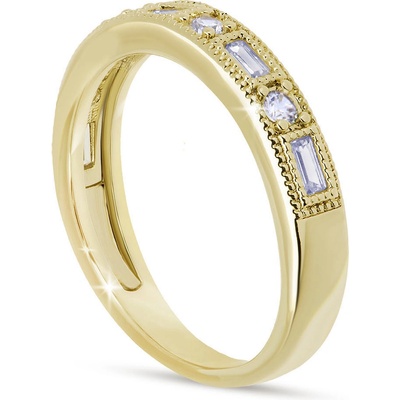 Biju Prstýnek pozlacený obdélníkové zirkony 4000482 7