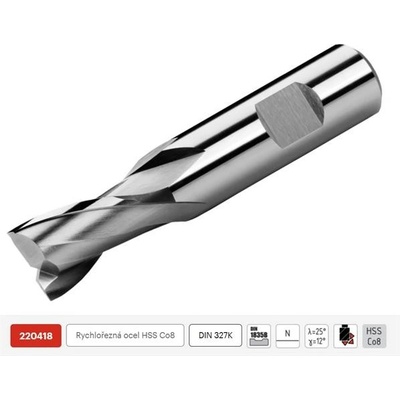 ZPS FN 220418.150 - Fréza na kov pr. 15,0 x 16/ 73 mm válcová čelní 2-břitá krátká, nesouměrná pro drážky per, HSS-Co8