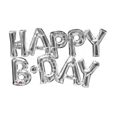 Amscan Fóliový nápis HAPPY B DAY stříbrný