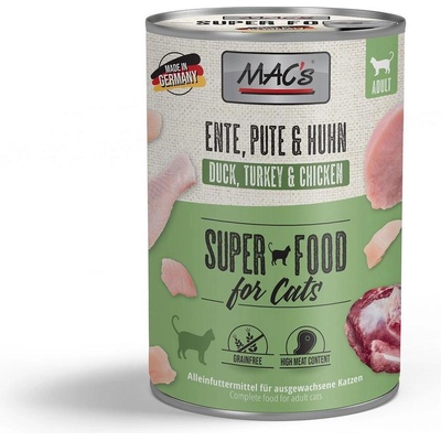MAC's Mac’s Cat Duck, Chicken and Turkey - Премиум консервирана храна за котки микс от патешко, пилешко и пуешко месо, 800 гр