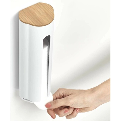 ZELLER Dávkovač vatových tampónov ABS bambus biely 8 x 6,5 x 25 cm