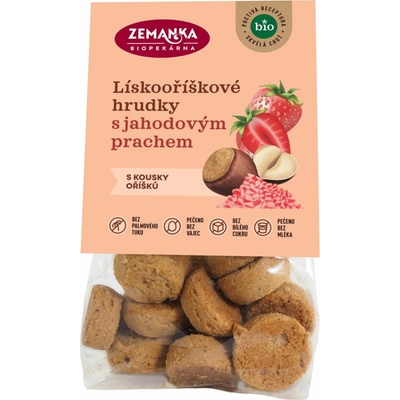 ZEMANKA Lískooříškové bio hrudky s jahodovým prachem 100 g