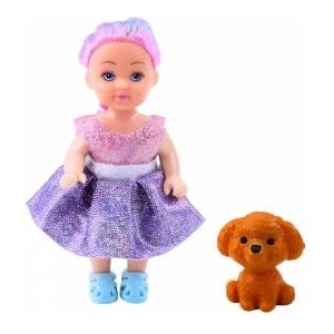 LEAN Toys Mini Doll in Dress Double-decker Bed Dog Set