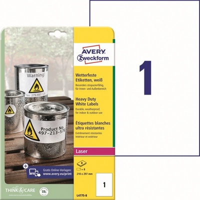 Avery Zweckform L4775-8 Odolné PET etikety 210x297mm 8 ks bílá – Zboží Dáma
