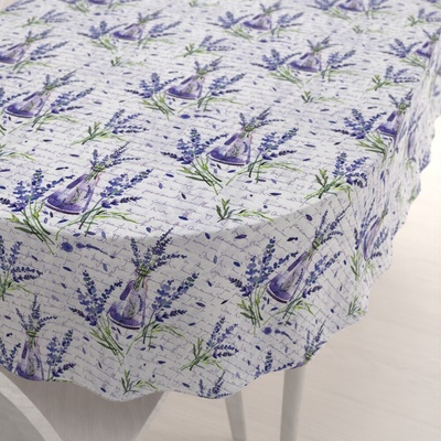 Biante Dekoračný oválny obrus PML-082 Vetvičky levandúľ s vázičkami 140x180 cm