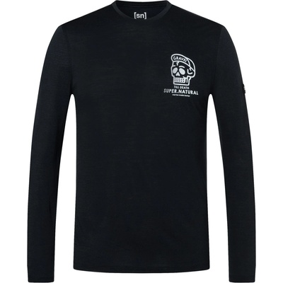 super. natural Мъжка блуза с дълъг ръкав super. natural Gravel L/S Longsleeve - Jet Black / Fresh White - размер M (217-0250-0212)