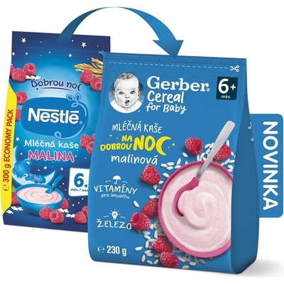 Gerber Cereal mléčná kaše malinová Dobrou noc 230 g – Zboží Dáma